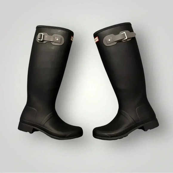 Hunter 'Original Tour' Packable Rain Boots Black Gray Womens 8 M - Picture 3 of 8